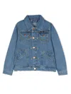 Mini Rodini Blue Jacket For Kids With Dove In Blue