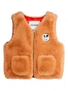 Mini Rodini Ritzratz Faux-fur Patch Waistcoat In Orange