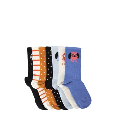 Mini Rodini Patterned Socks Seven-piece Set In Brown