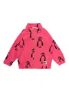 Mini Rodini Penguin Fleece Jacket In Pink