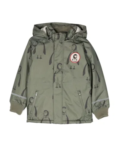 Mini Rodini Kids' Penguin Hooded Casual Jacket In Gray