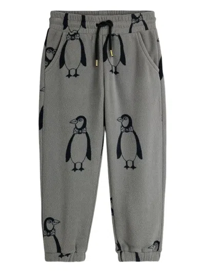 Mini Rodini Babies' Penguin-print Track Trousers In Gray