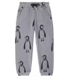 Mini Rodini Penguin Printed Fleece Sweatpants In Gray