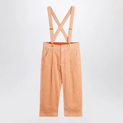 Mini Rodini Kids' Pink Corduroy Trousers With Suspenders