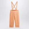 Mini Rodini Pink Corduroy Trousers With Suspenders In Orange