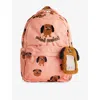 Mini Rodini Doggies Graphic-print Woven Backpack In Pink
