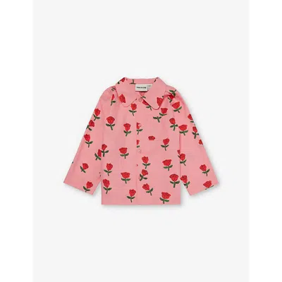 Mini Rodini Kids' Ses-print Long-sleeve Cotton-twill Shirt 1.5-9 Years Pink