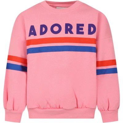 Mini Rodini Kids' Pink Sweatshirt For Girl With Writing
