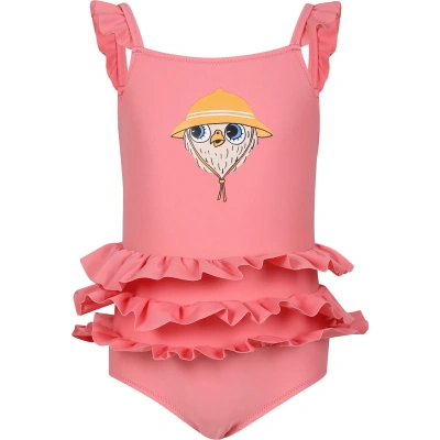 Mini Rodini Kids' Pink Swimsuit For Girl With Owl