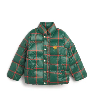 Mini Rodini Kids' Plaid City Puffer Jacket In Green