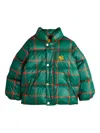 Mini Rodini Plaid Embroidered Puffer Jacket In Green