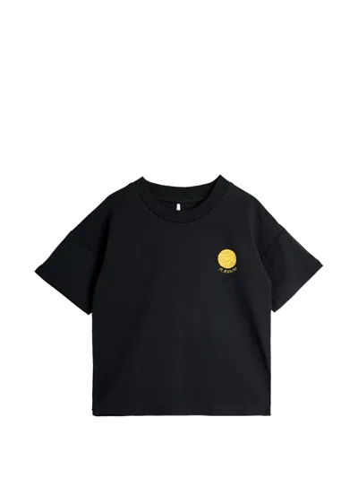 Mini Rodini Kids' Planet-motif T-shirt In Black