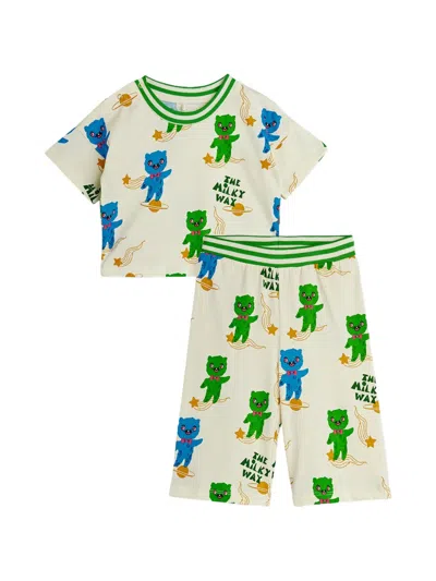 Mini Rodini Babies' Planet-print Trousers Set In Multi