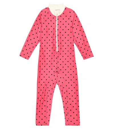 Mini Rodini Kids' Polka-dot Rashguard Swimsuit In Pink