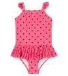 Mini Rodini Polka Dot Swimsuit In Pink