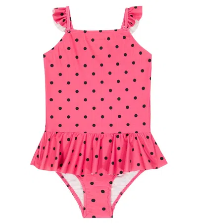 Mini Rodini Kids' Polka Dot Swimsuit In Pink