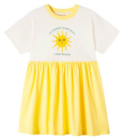 Mini Rodini Kids' Printed Cotton Dress In Yellow