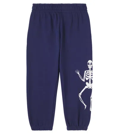 Mini Rodini Kids' Printed Cotton Jersey Sweatpants In Blue