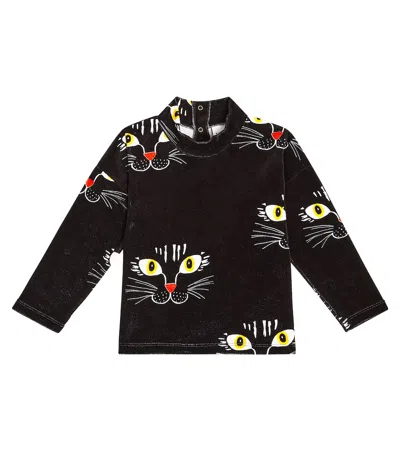 Mini Rodini Kids' Printed Cotton Velour Sweatshirt In Black