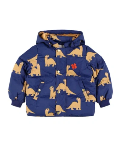 Mini Rodini Printed Down Jacket In Blue