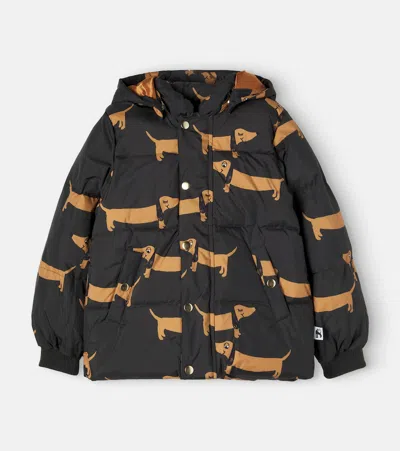 Mini Rodini Printed Quilted Puffer Jacket In Black