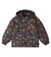 Mini Rodini Printed Striped Puffer Jacket In Brown