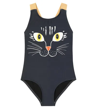 Mini Rodini Kids' Printed Swimsuit In Black