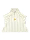 Mini Rodini Owl Pinstriped Rain Poncho In Offwhite