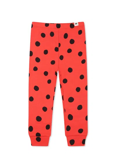 Mini Rodini Red Leggings For Baby Girl With Polka Dots