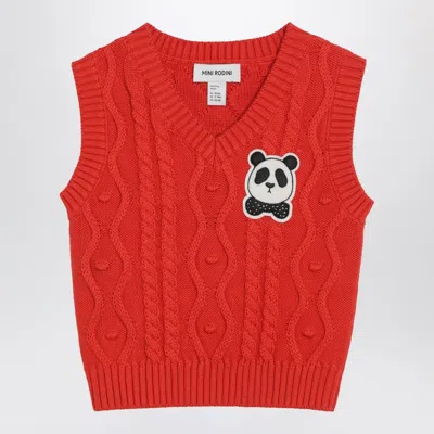 MINI RODINI RED PANDA CABLE KNIT SLIPOVER