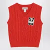 Mini Rodini Red Panda Cable Knit Slipover In Red