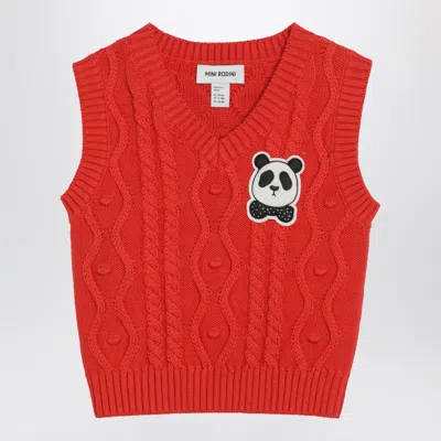 MINI RODINI RED PANDA CABLE KNIT SLIPOVER