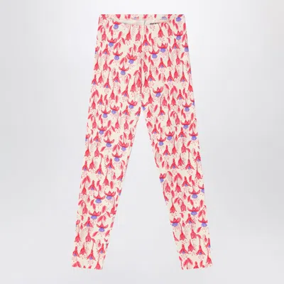 Mini Rodini Kids' Red Patterned Leggings In Organic Cotton