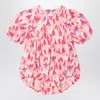 Mini Rodini Red Patterned Organic Cotton Bodysuit In Red