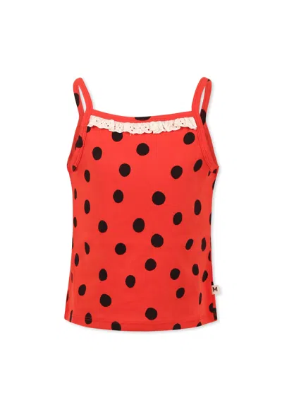 Mini Rodini Kids' Red Tank Topfor Girl With Polka Dots
