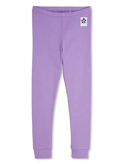 Mini Rodini Babies' Ribbed Leggings In Purple