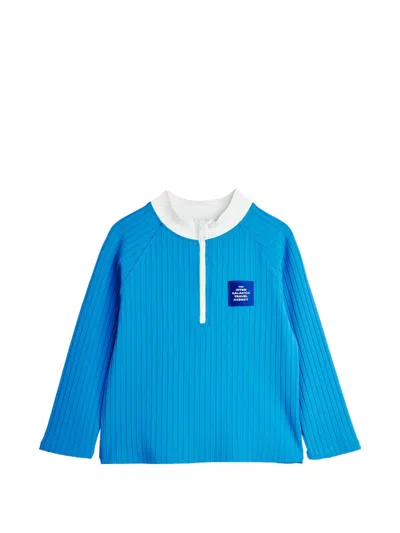 Mini Rodini Babies' Ribbed Zip Sun Protection In Blue