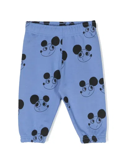Mini Rodini Babies' Ritzratz Cotton Track Pants In Blue