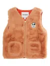 Mini Rodini Ritzratz Faux-fur Patch Waistcoat In Orange