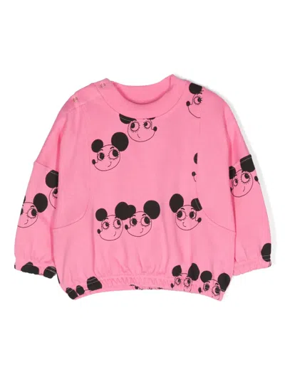 Mini Rodini Babies' Ritzratz Organic Cotton Sweatshirt In Pink