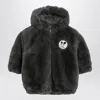 Mini Rodini Ritzratz Patch Faux Fur Jacket In Black