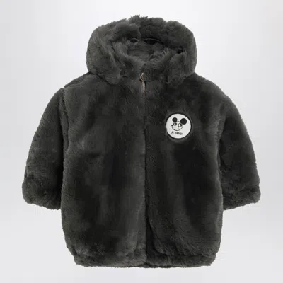 Mini Rodini Ritzratz Patch Faux Fur Jacket In Black