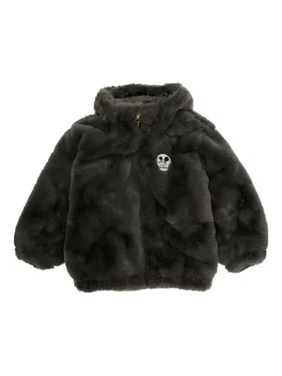 Mini Rodini Ritzratz Patch Faux-fur Jacket In Black