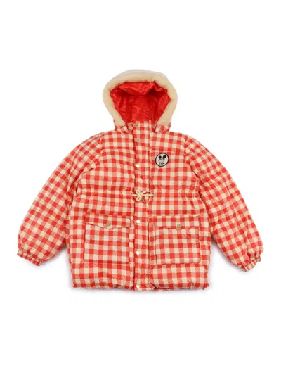 Mini Rodini Ritzratz Patch Gingham Aop Heavy Puffer In Red