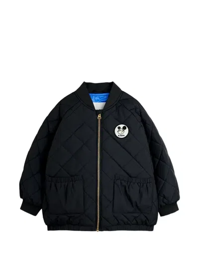 Mini Rodini Kids' Ritzratz-patch Quilted Puffer Jacket In Black