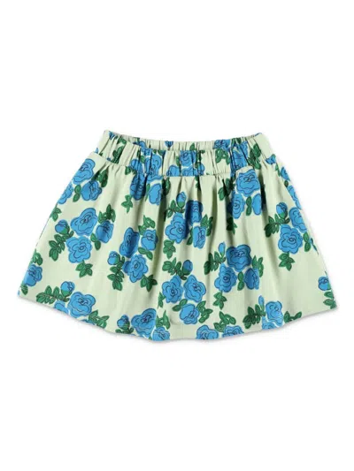 Mini Rodini Kids' Rose-print Skater Skirt In Blue