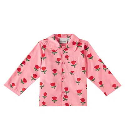 Mini Rodini Kids' Roses Cotton Shirt In Pink