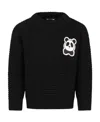 Mini Rodini Round Collar Long Sleeve Sweater In Black