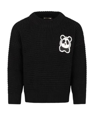 Mini Rodini Round Collar Long Sleeve Sweater In Black