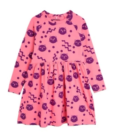 Mini Rodini Kids' Round-collar Long-sleeved Dress In Pink